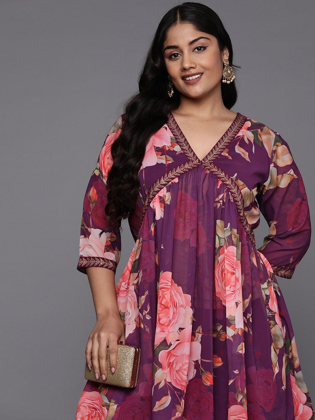 a plus by ahalyaa women plus size printed ethnic co-ords