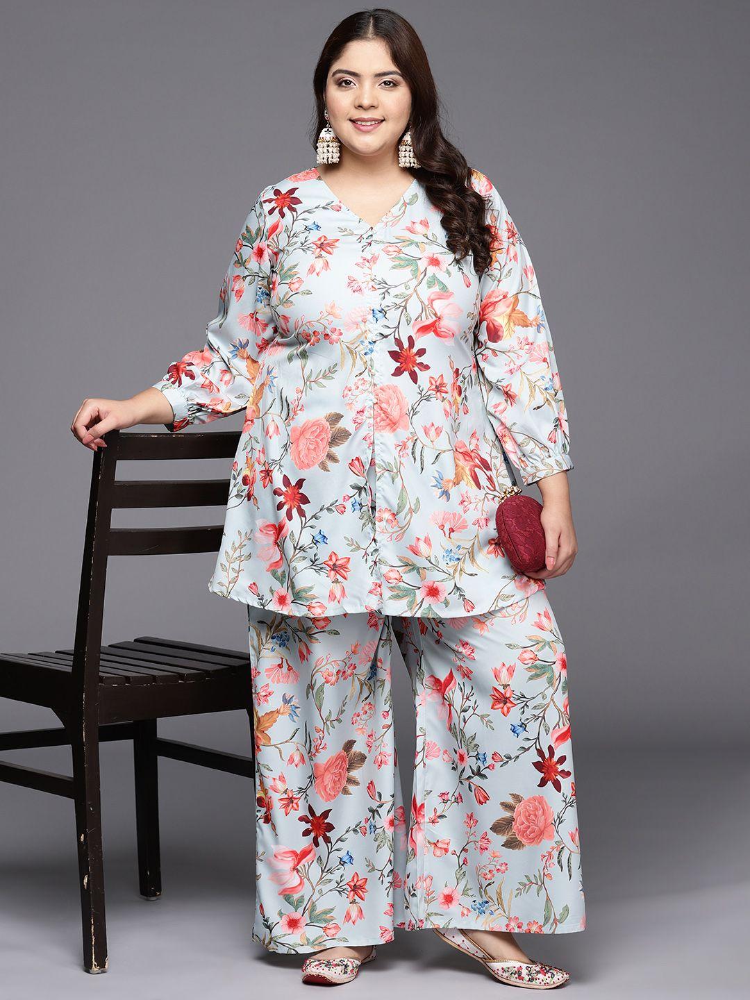 a plus by ahalyaa women plus size printed tunic with palazzos