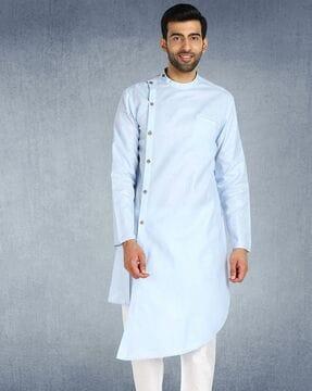 a-symmetric kurta with one-side button closure