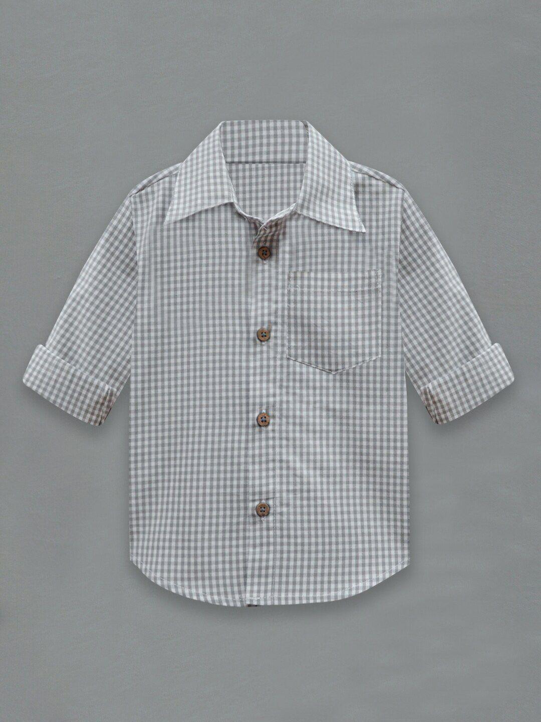 a t u n boys grey classic gingham checked cotton casual shirt