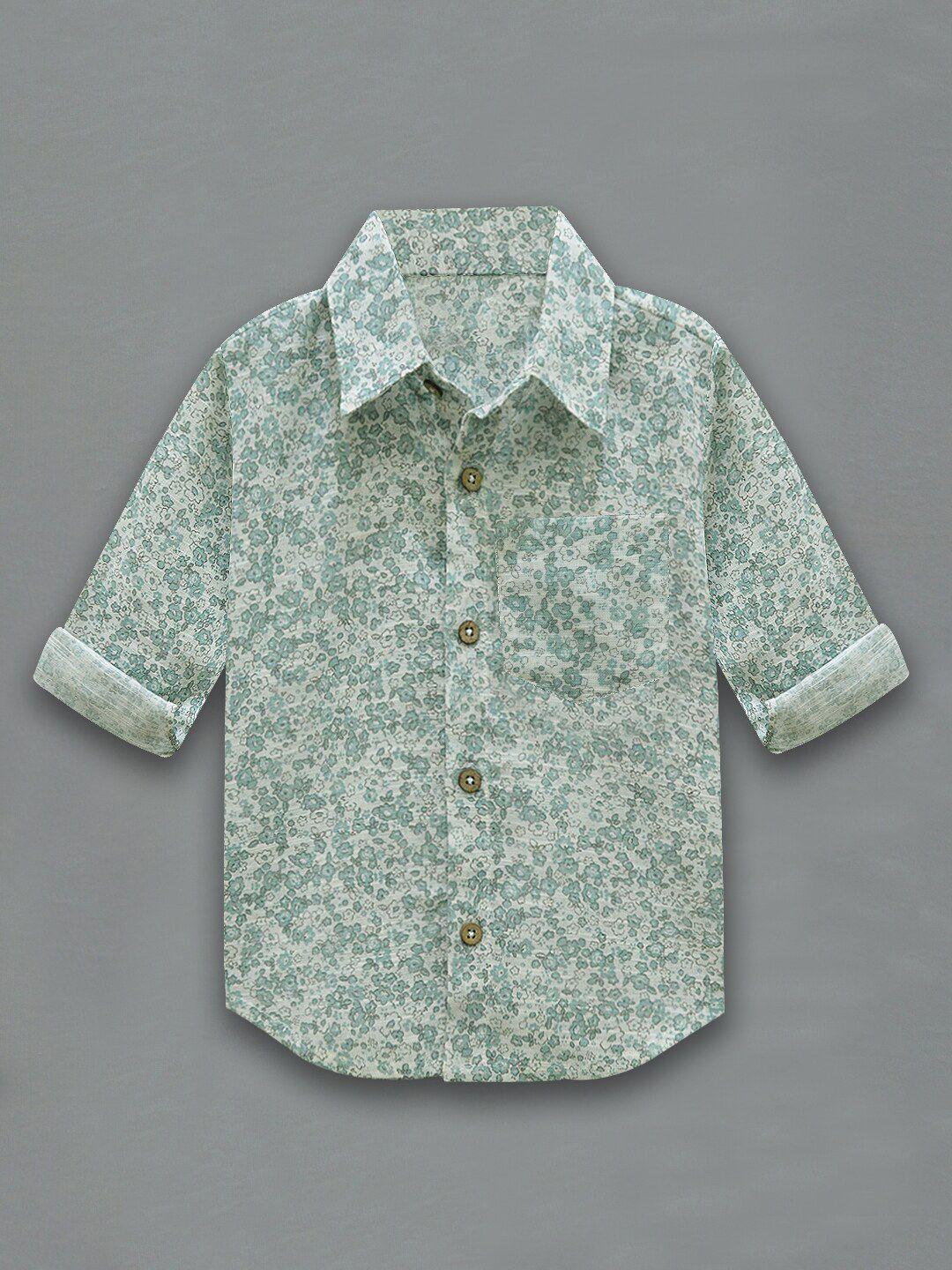 a t u n boys sea green classic floral printed casual shirt