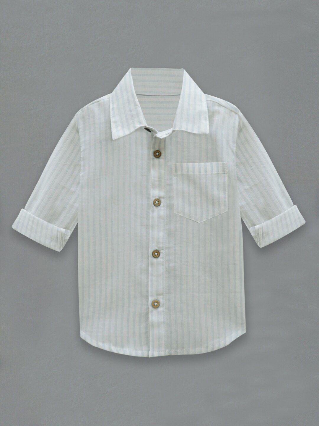 a t u n boys white classic striped casual shirt