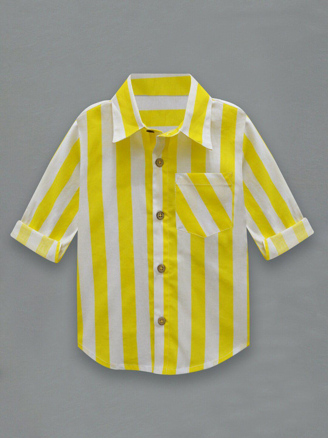 a t u n boys yellow classic striped casual shirt
