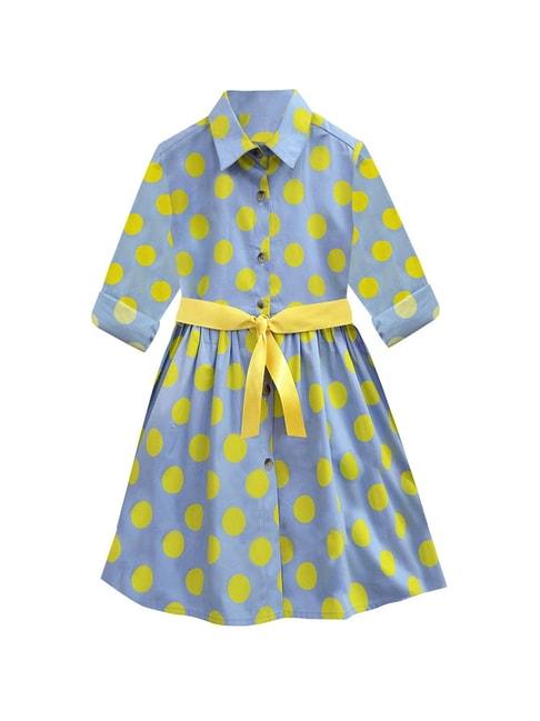 a.t.u.n. blue & yellow printed full sleeves shirt dress