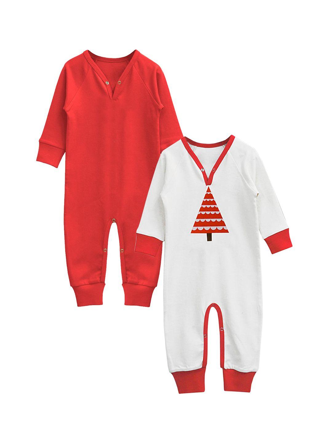 a.t.u.n.-infants-kids-pack-of-2-red-&-white-pure-cotton-rompers