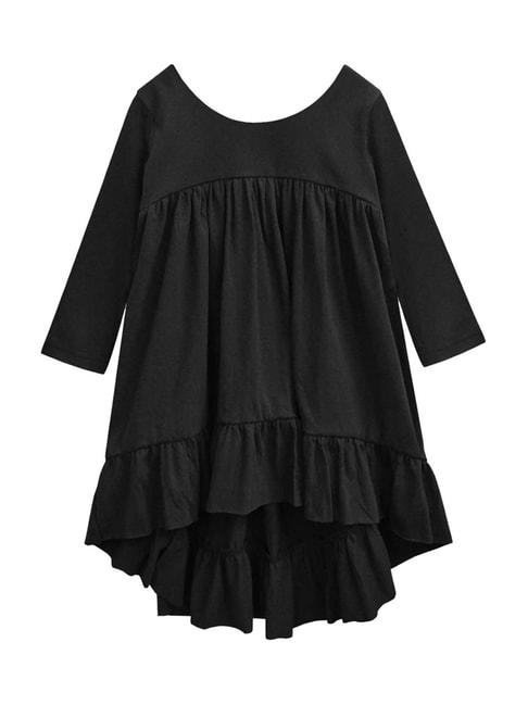 a.t.u.n. kids black cotton regular fit full sleeves dress