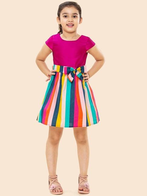 a.t.u.n. kids multicolor regular fit double bow dress