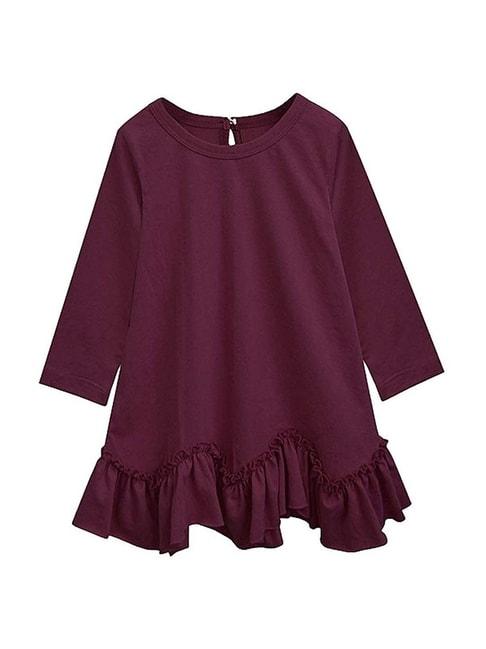 a.t.u.n. kids purple cotton regular fit full sleeves dress