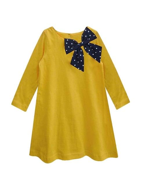 a.t.u.n. kids yellow & blue cotton regular fit full sleeves dress