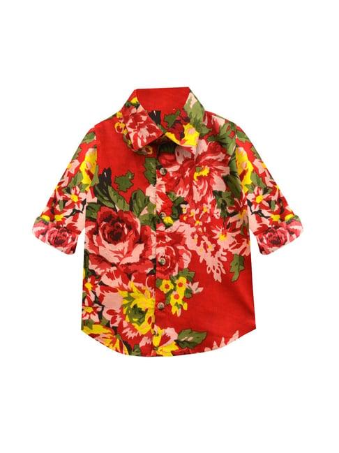 a.t.u.n. red floral print full sleeves shirt