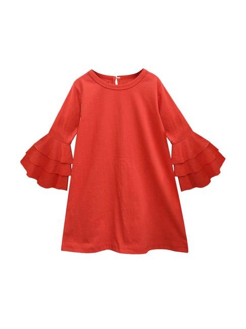 a.t.u.n. red solid full sleeves dress