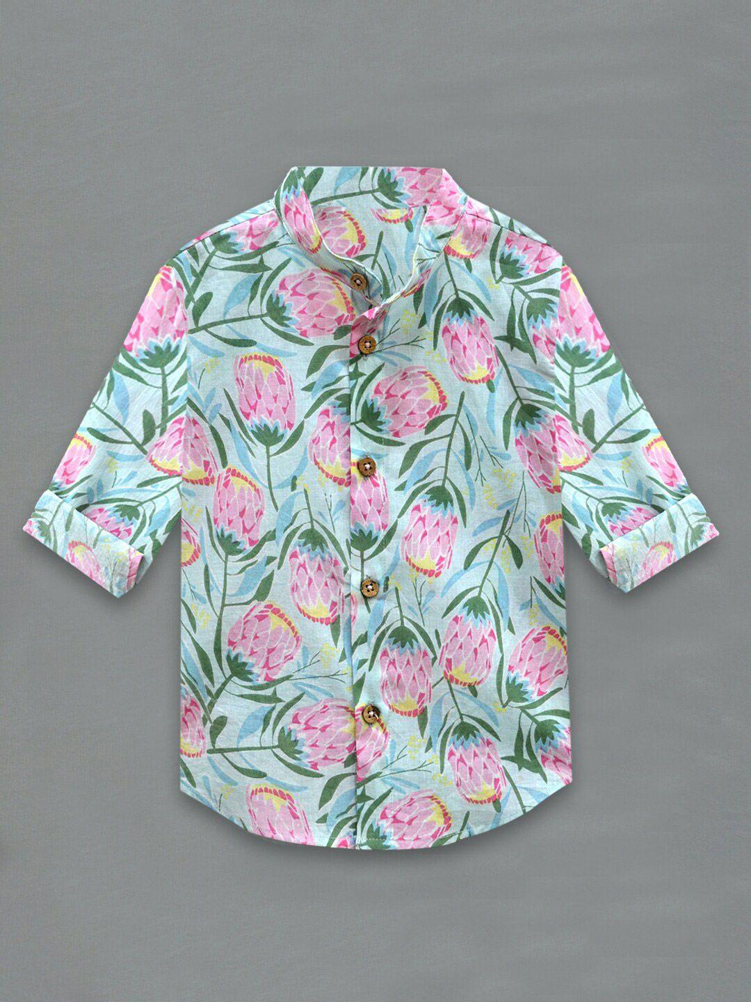 a.t.u.n. boys classic floral printed pure cotton casual shirt