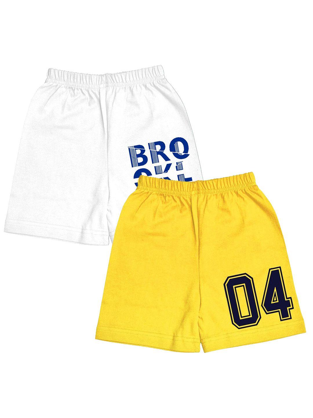 a.t.u.n. boys pack of 2 typography printed mid-rise cotton shorts