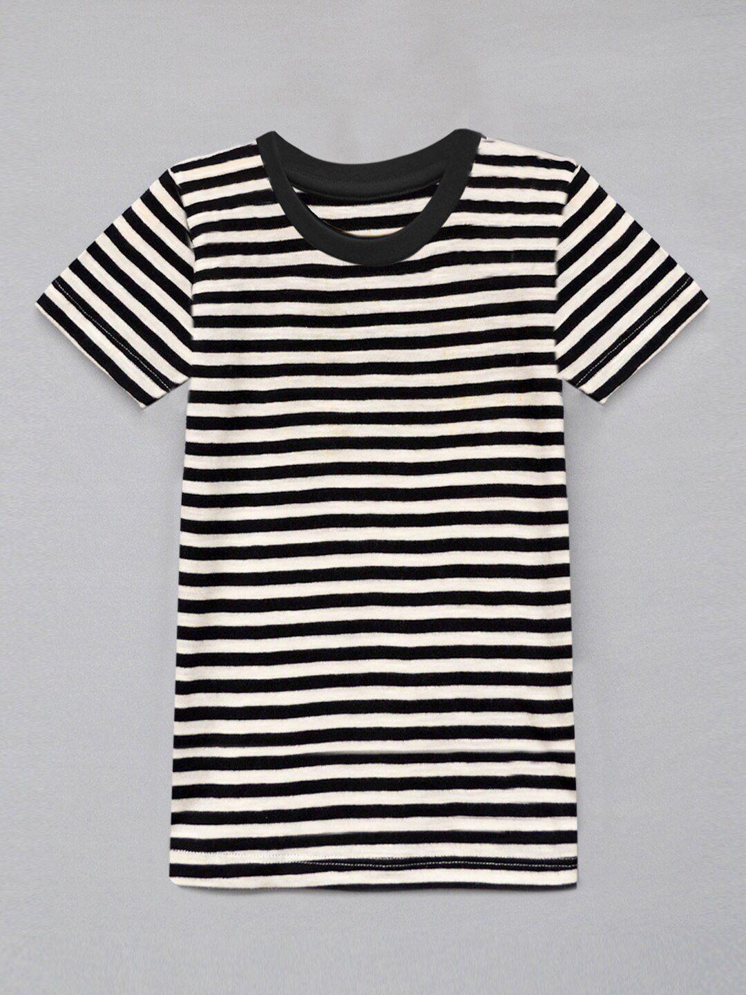 a.t.u.n. boys striped monochrome round neck cotton t-shirt