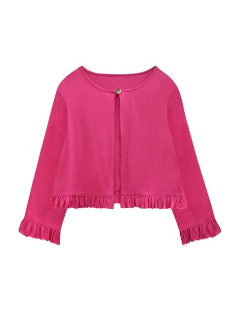 a.t.u.n. fuchsia solid full sleeves cardigan