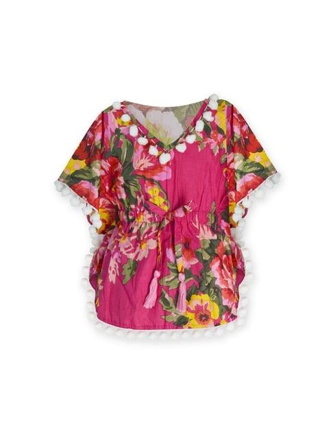 a.t.u.n. girls magenta floral print kaftan top