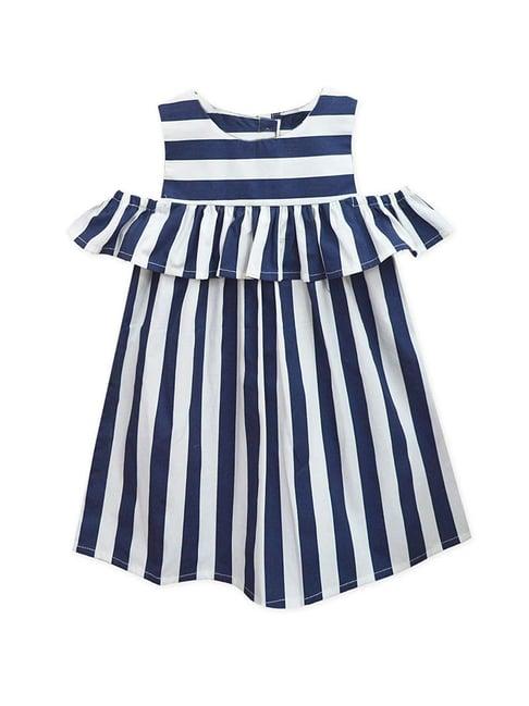 a.t.u.n. girls navy & white striped dress