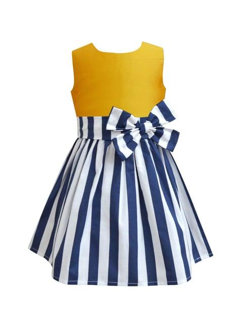 a.t.u.n. girls yellow & navy striped dress