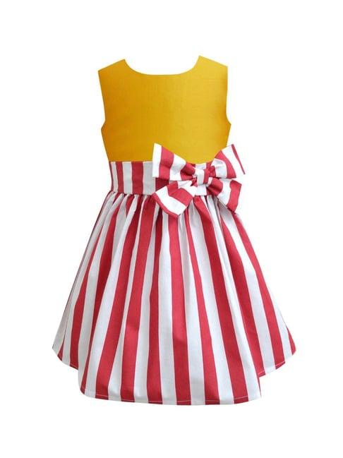 a.t.u.n. girls yellow & red striped dress