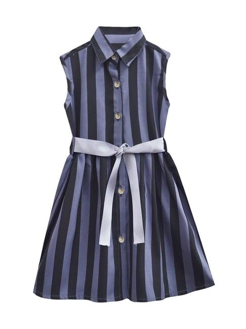 a.t.u.n. grey & black striped shirt dress