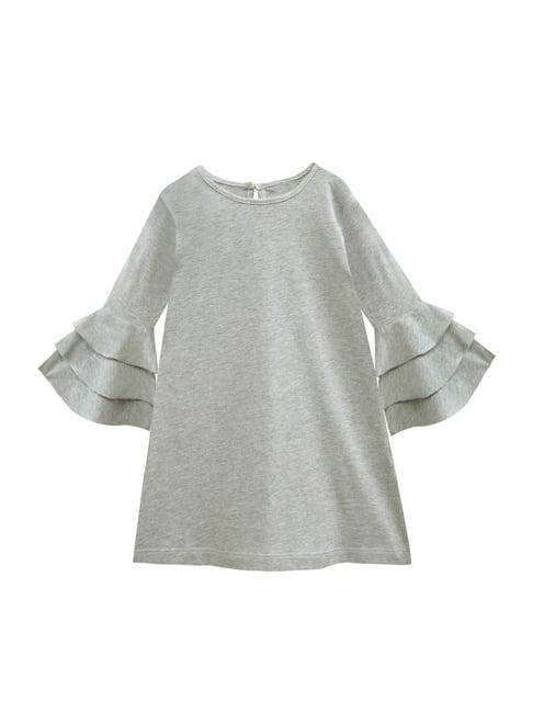 a.t.u.n. grey melange textured full sleeves dress