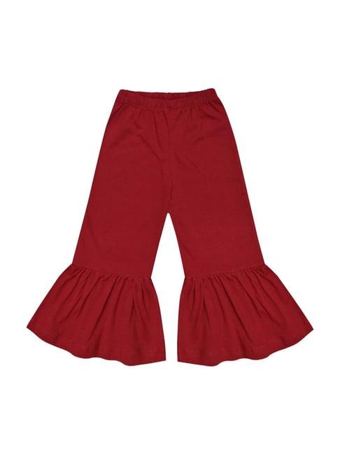 a.t.u.n. kids maroon cotton regular fit ruffle pants