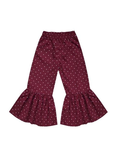 a.t.u.n. kids maroon printed ruffle pants