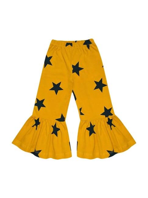 a.t.u.n. kids mustard cotton printed ruffle pants