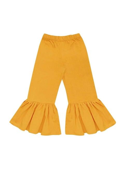 a.t.u.n. kids mustard cotton regular fit ruffle pants