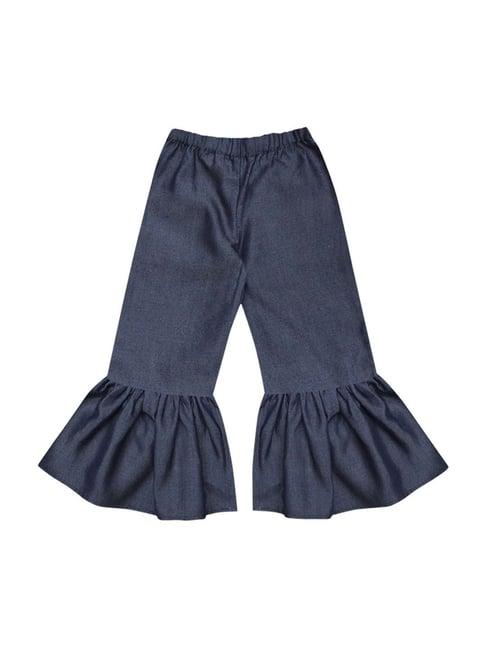 a.t.u.n. kids navy cotton regular fit ruffle pants