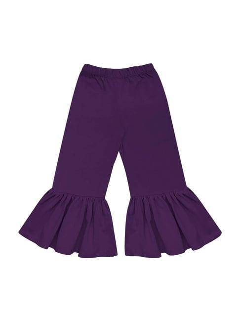 a.t.u.n. kids purple cotton regular fit ruffle pants