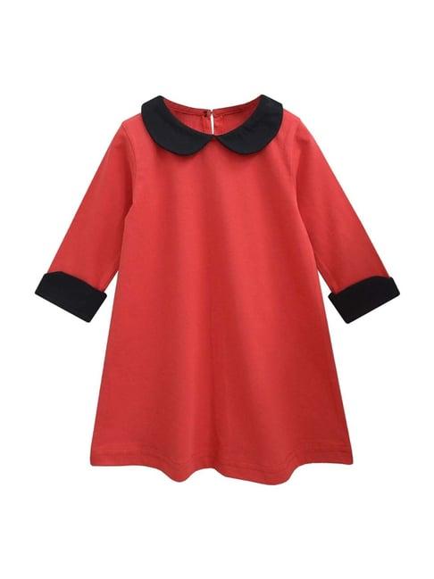 a.t.u.n. kids red & black cotton regular fit dress