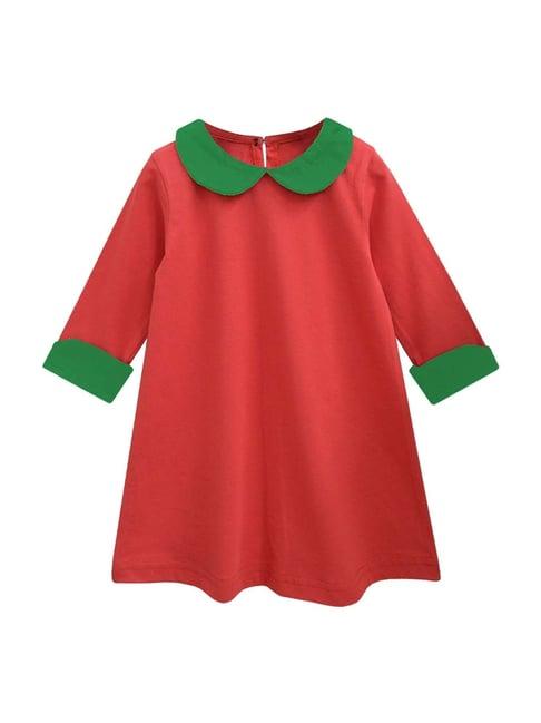 a.t.u.n. kids red & green cotton regular fit dress