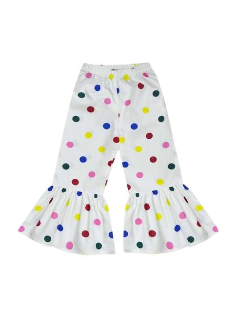 a.t.u.n. kids white cotton printed ruffle pants