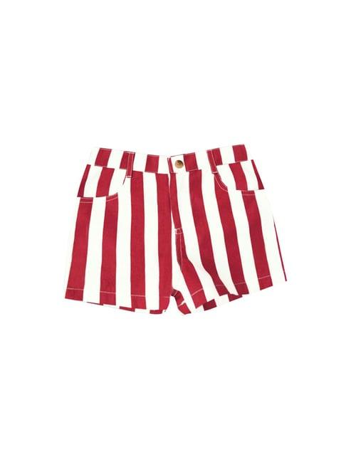 a.t.u.n. red & white striped shorts
