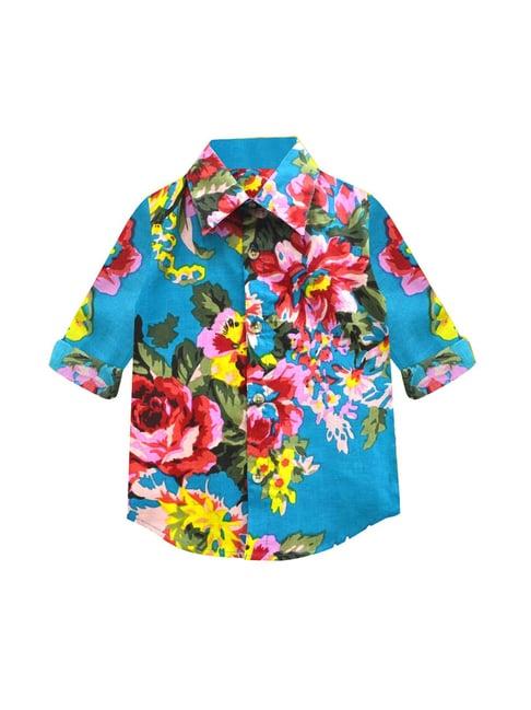 a.t.u.n. teal floral print full sleeves shirt