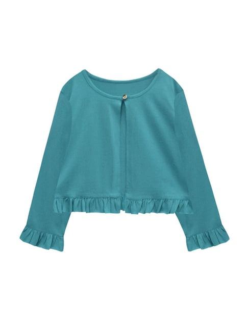 a.t.u.n. teal solid full sleeves cardigan