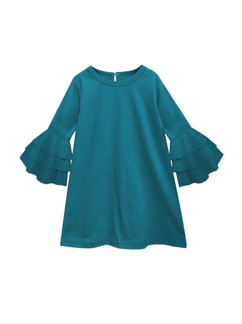 a.t.u.n. teal solid full sleeves dress