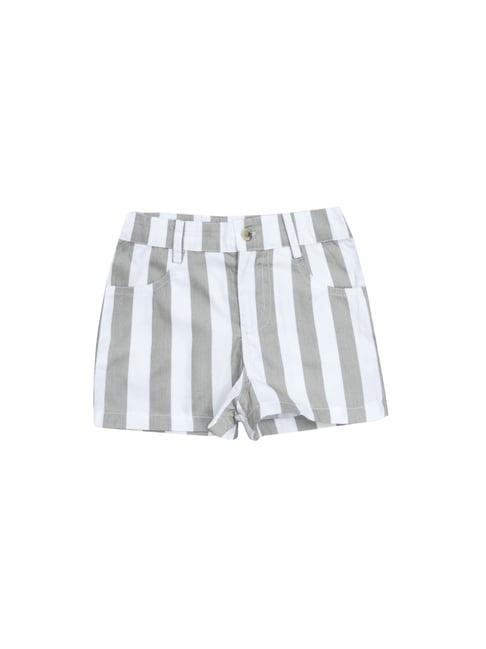 a.t.u.n. white & grey striped shorts