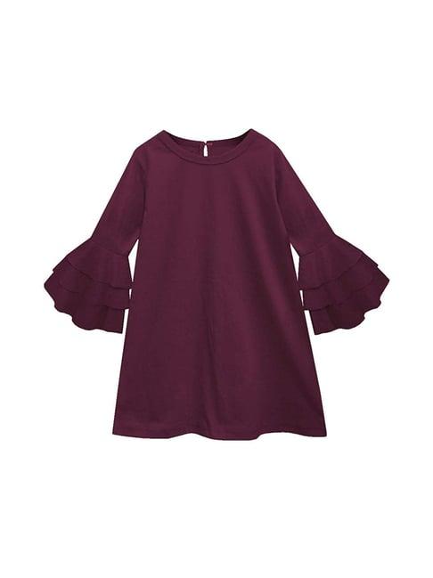 a.t.u.n. wine solid full sleeves dress