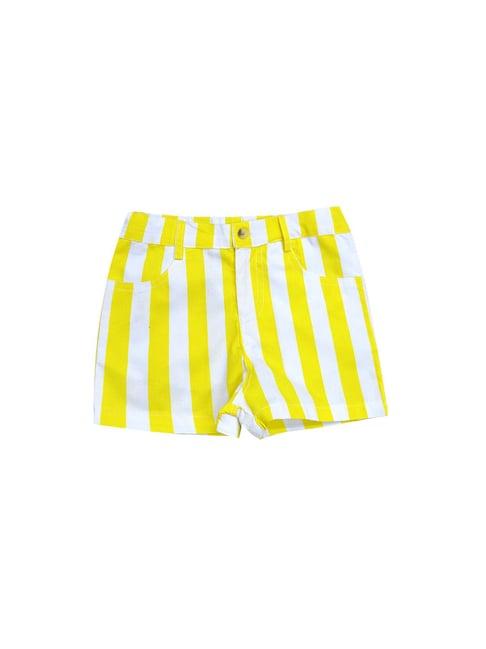 a.t.u.n. yellow & white striped shorts
