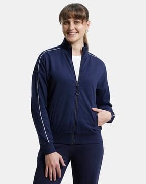 a111 super combed cotton french terry drop-shoulder jacket with ribbed cuff & hem