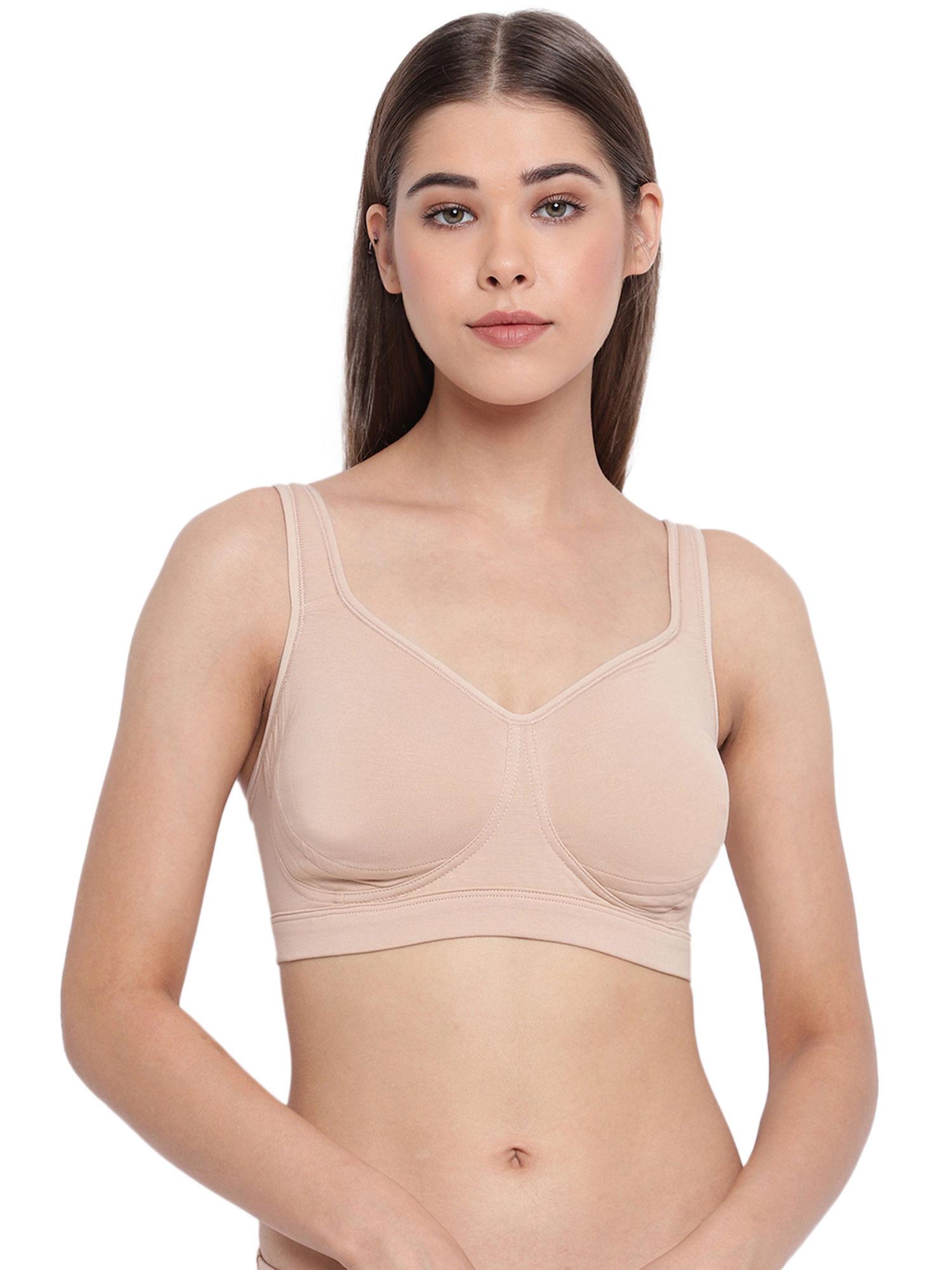 a142 full support full coverage non-padded wirefree stretch cotton everyday bra - nude