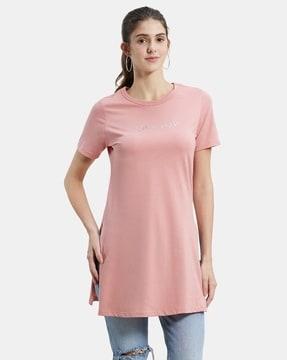 a142 super combed cotton fabric relaxed fit long length t-shirt with side slit