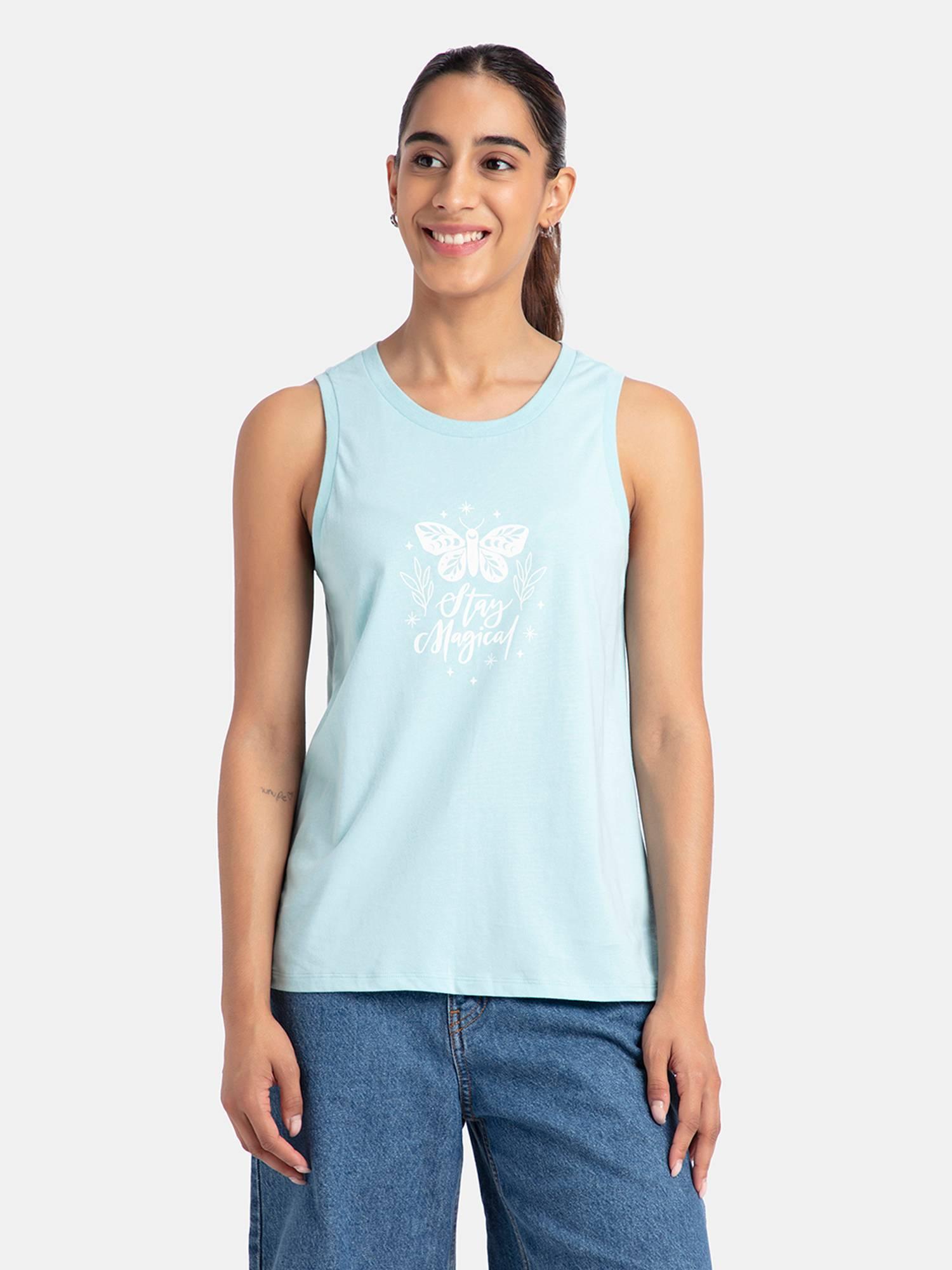 a155 women's super combed cotton relaxed fit printed tank top - sea angel