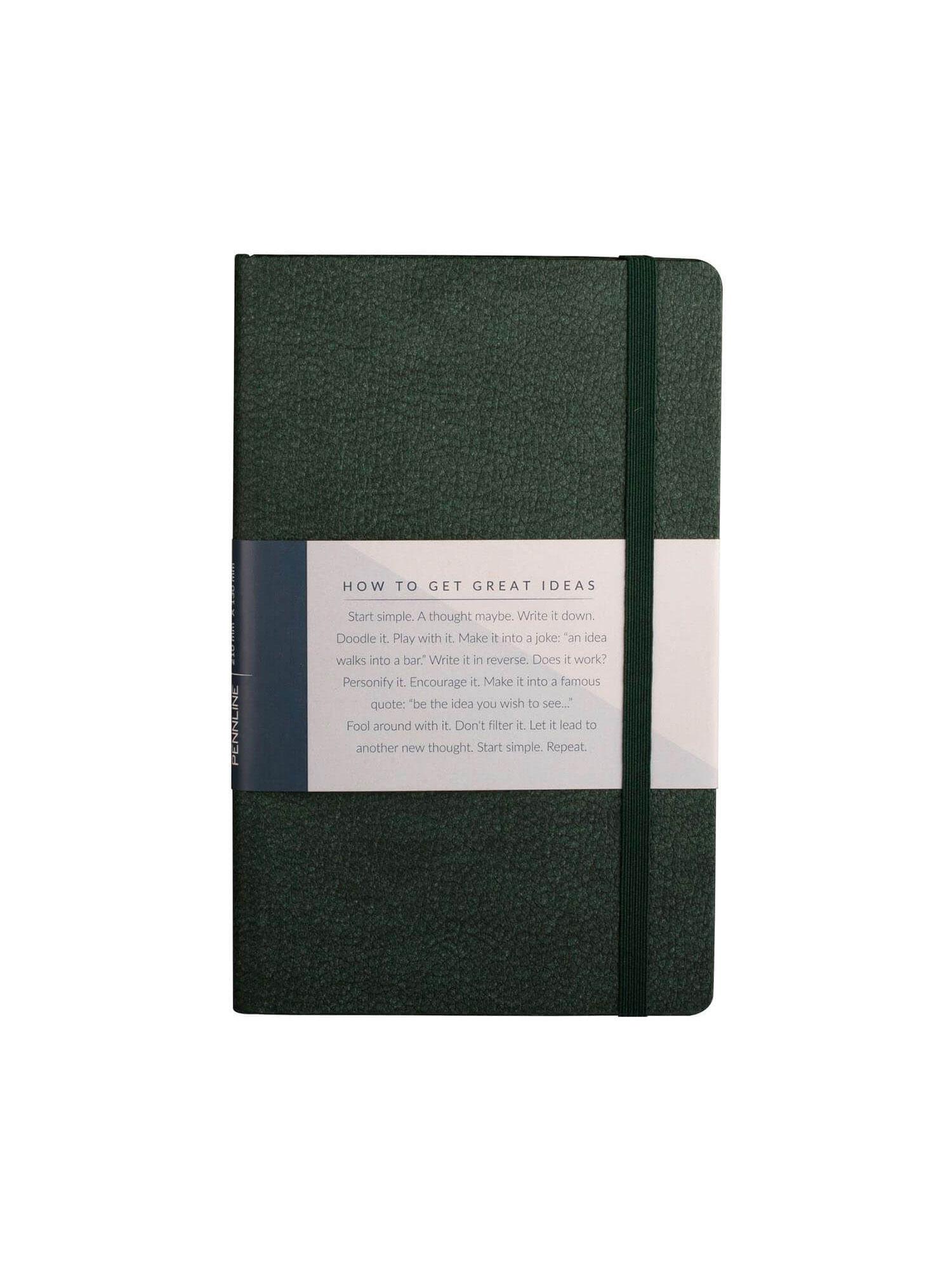 a5 size textured hard cover notebook (ruled) dark green
