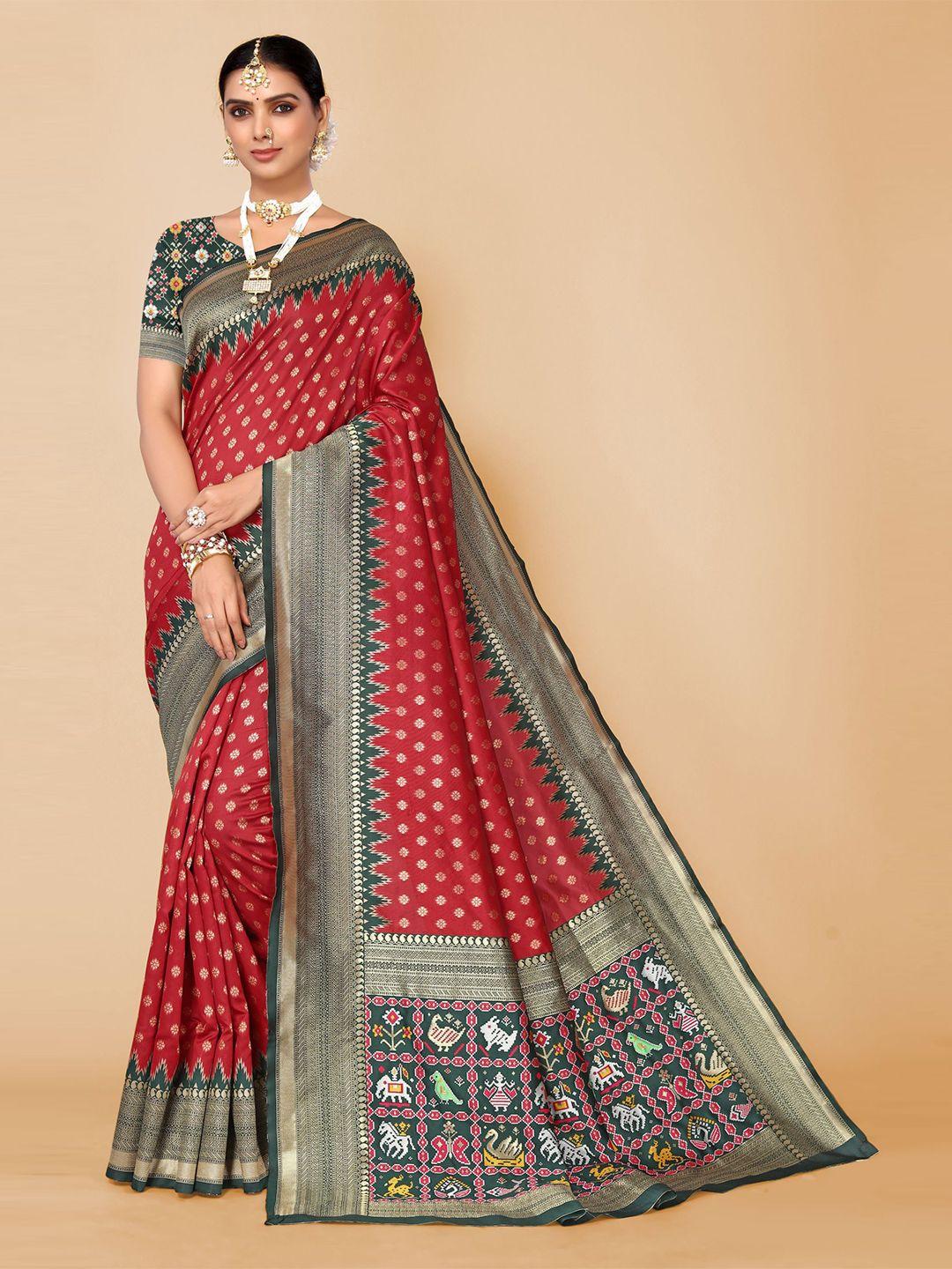 aa-ha!! floral woven design zari pure silk patola saree
