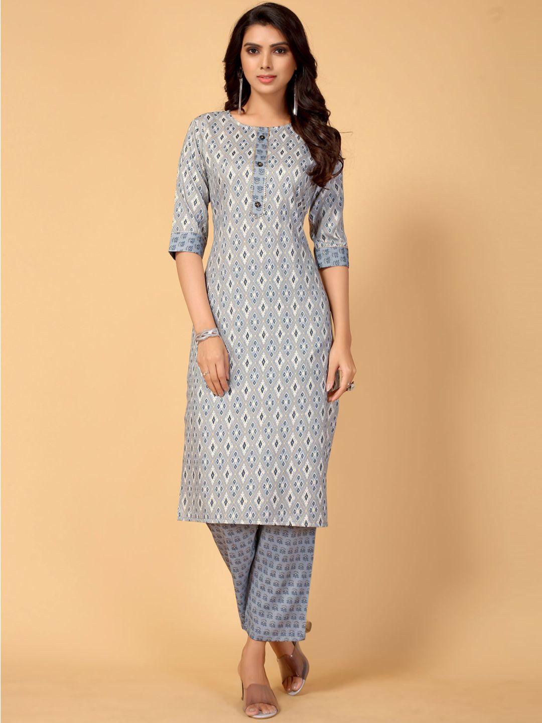 aa-ha women ethnic motifs printed kurta with trousers