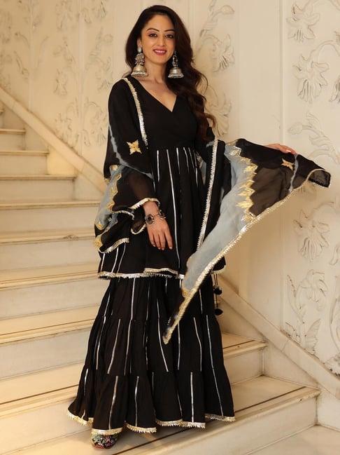 aachho polar black gotapatti sharara set