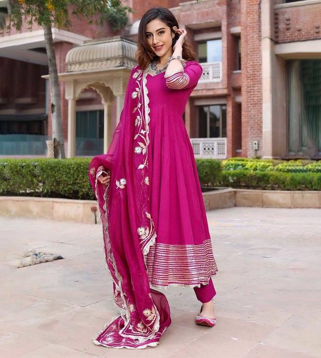 aachho sparkling purple gotapatti suit set